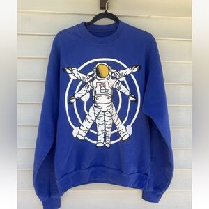 Kid Cudi Man on the Moon NASA Tour Crewneck Sweatshirt Medium Rap Merch USA Blue